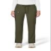 KOI Lite Peace Women's 6-Pocket Stretch Scrub Pants Olive Green Large Petite view 1