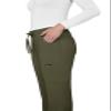 KOI Lite Peace Women's 6-Pocket Stretch Scrub Pants Olive Green Large Petite view 4