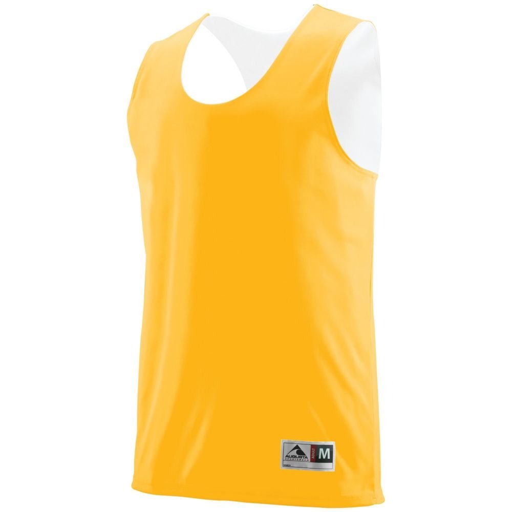 Augusta Sports Reversible Wicking Tank, GLD/WHI, X Large