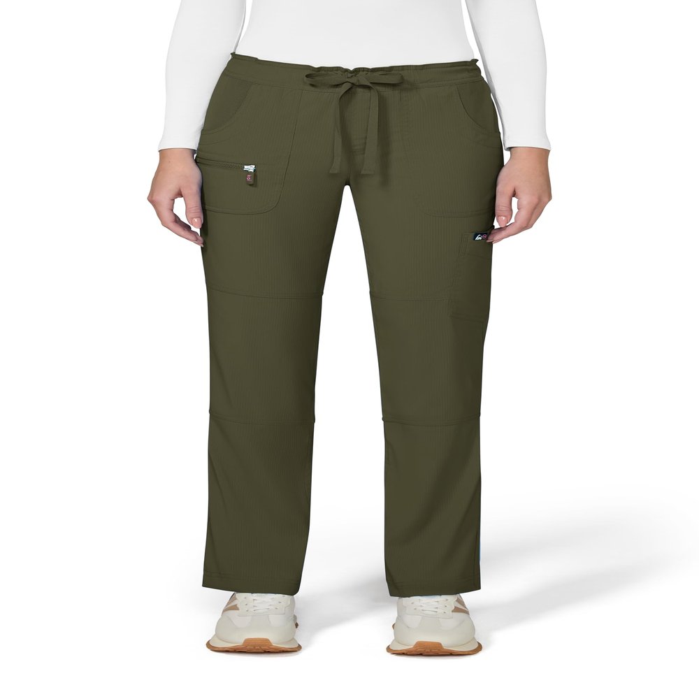 KOI Lite Peace Women's 6-Pocket Stretch Scrub Pants Olive Green X-Large Petite