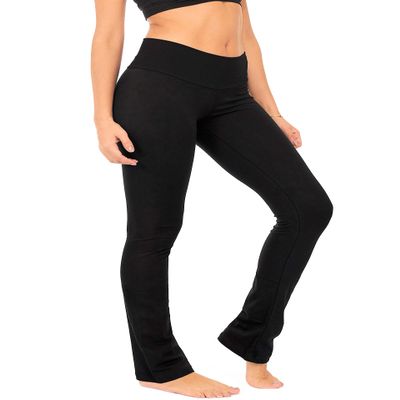 DEAR SPARKLE Bootcut Leggings for Women | Slim Look Bootleg Opaque Yoga Pants w Pocket + Plus Size (C5) (Black, X-Large)