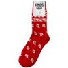 Kings Of NY Red Bandana Pattern Paisley Print Cotton Men's Crew Socks RED view 1