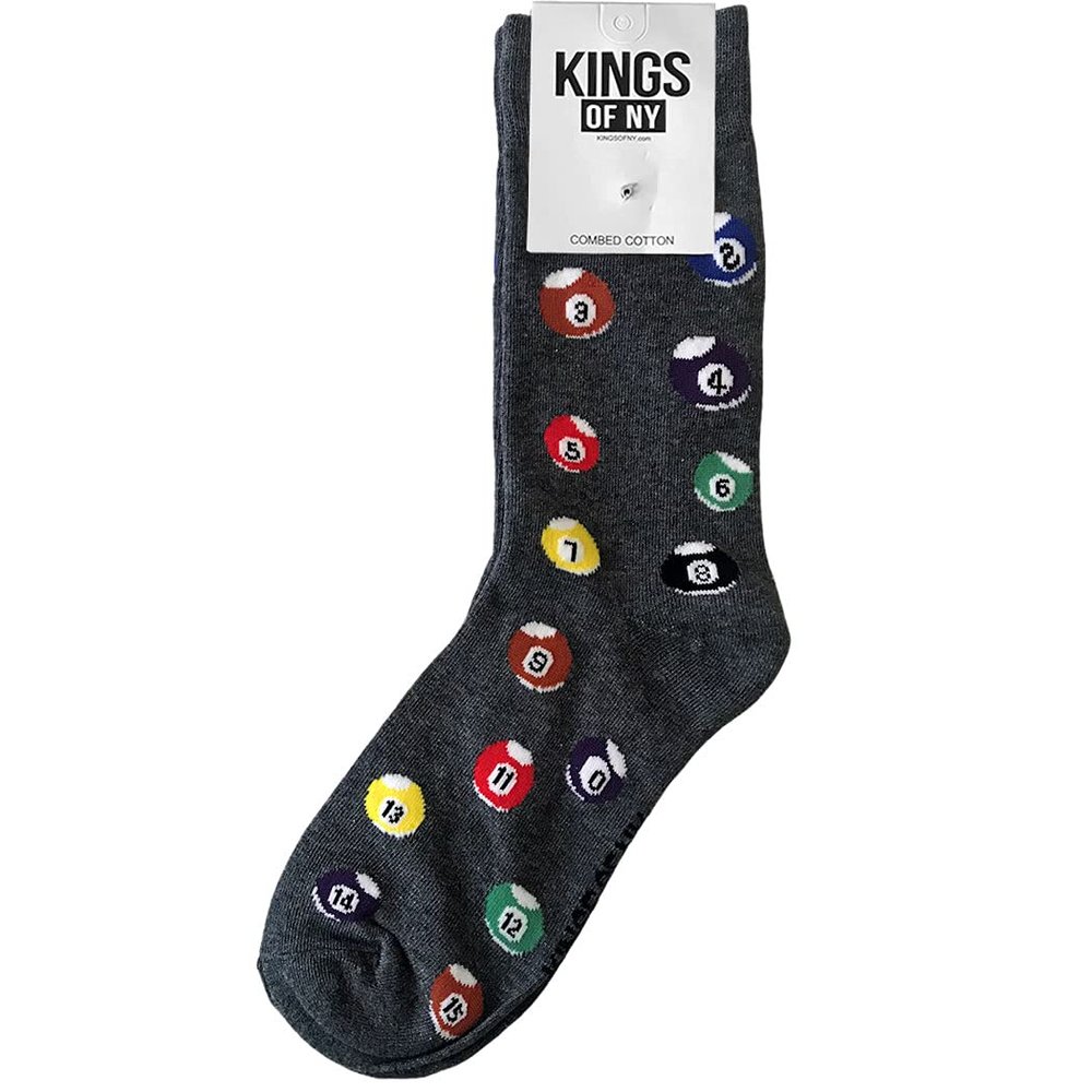 Kings Of NY Pool Table Billiard Balls Print Casual Cotton Mens Crew Socks