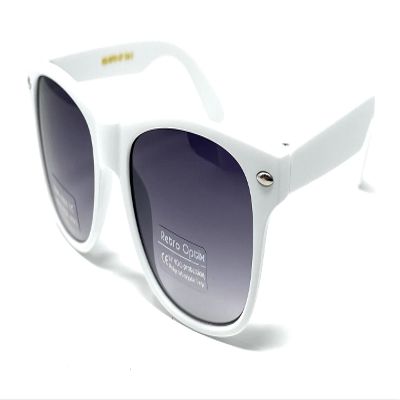 WebDeals - Kids Childrens 80's Classic Retro Sunglasses Assorted Colors (Soft Feel White, Smoke)