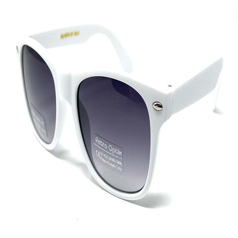 WebDeals - Kids Childrens 80's Classic Retro Sunglasses Assorted Colors (Soft Feel White, Smoke)