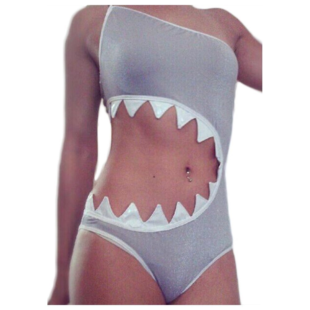 WeeH Bikini One Piece Swimsuits for Women Sexy Swimwear for Swimming Pool Beach Shark M