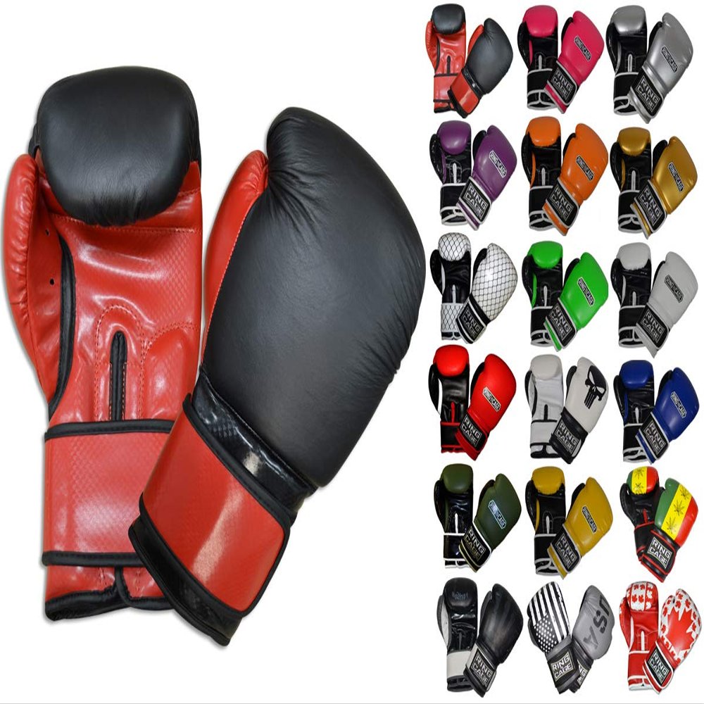 Gym Training Stand-Up Boxing Gloves (NO Logo Black/Red, Large-16oz)