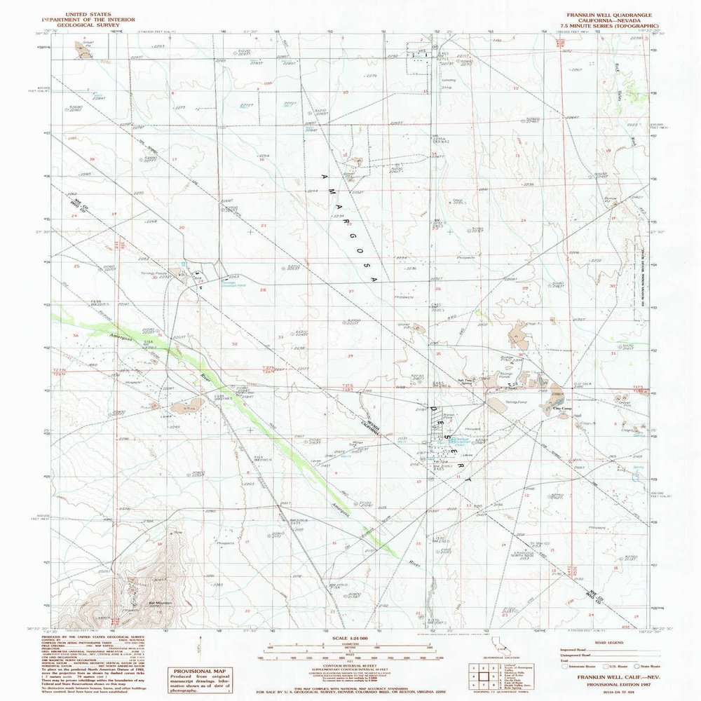 Franklin Well CA topo map, 1:24000 Scale, 7.5 X 7.5 Minute, Historical, 1987, Updated 1987, 26.8 x 21.5 in - Tyvek