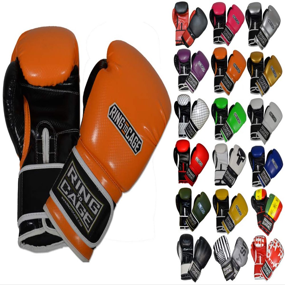 Gym Training Stand-Up Boxing Gloves (Orange/Black, Large-16oz)