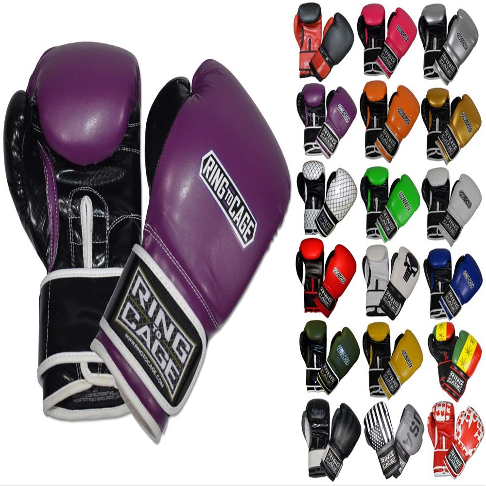 Gym Training Stand-Up Boxing Gloves (Purple/Black, Large-16oz)