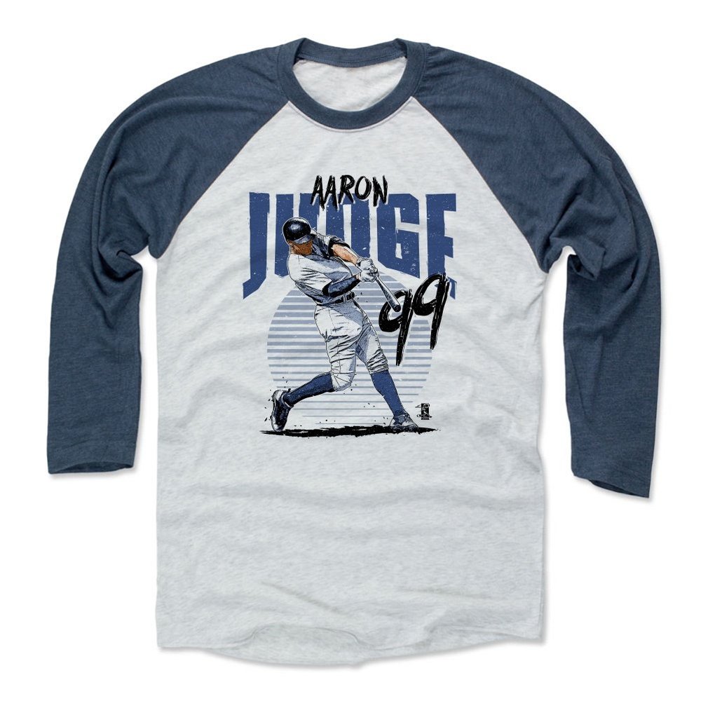 500 LEVEL Aaron Judge 3/4 Sleeve T-Shirt (Baseball Tee, XXX-Large, Indigo/Ash) - Aaron Judge Power B