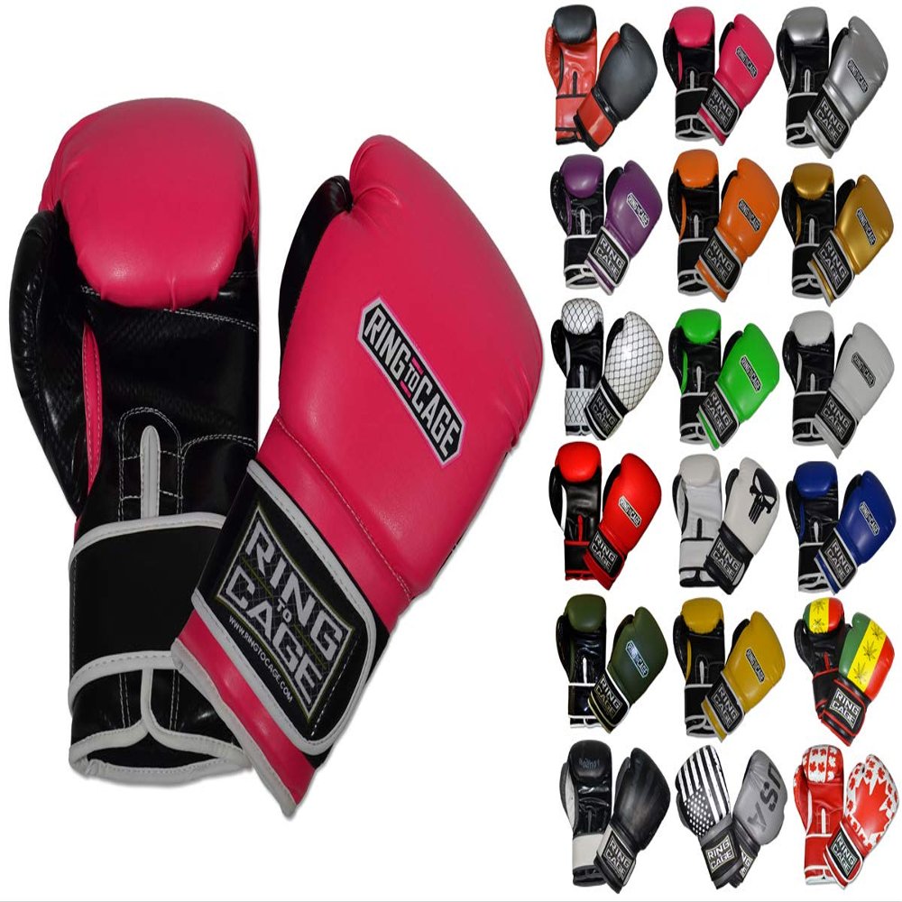 Gym Training Stand-Up Boxing Gloves (Pink/Black, Large-16oz)