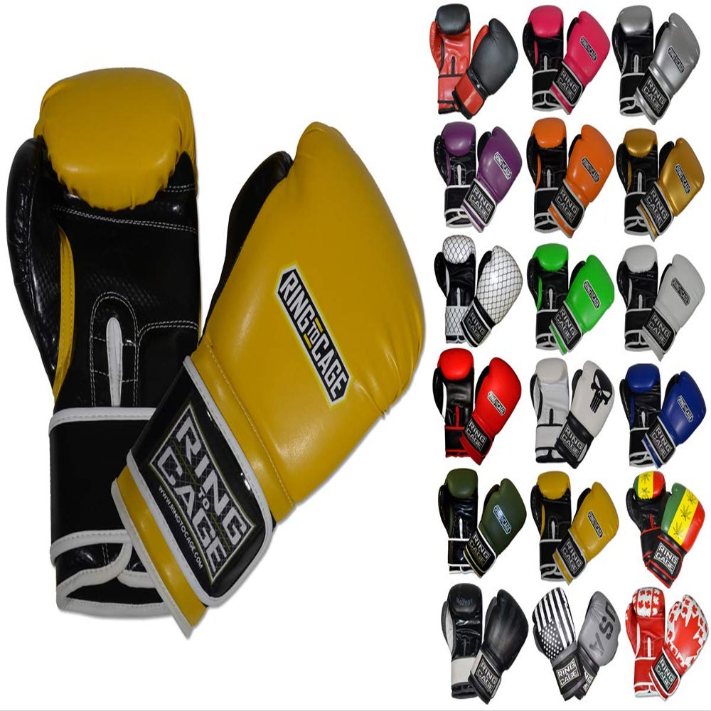 Gym Training Stand-Up Boxing Gloves (Yellow/Black, Regular-12oz)
