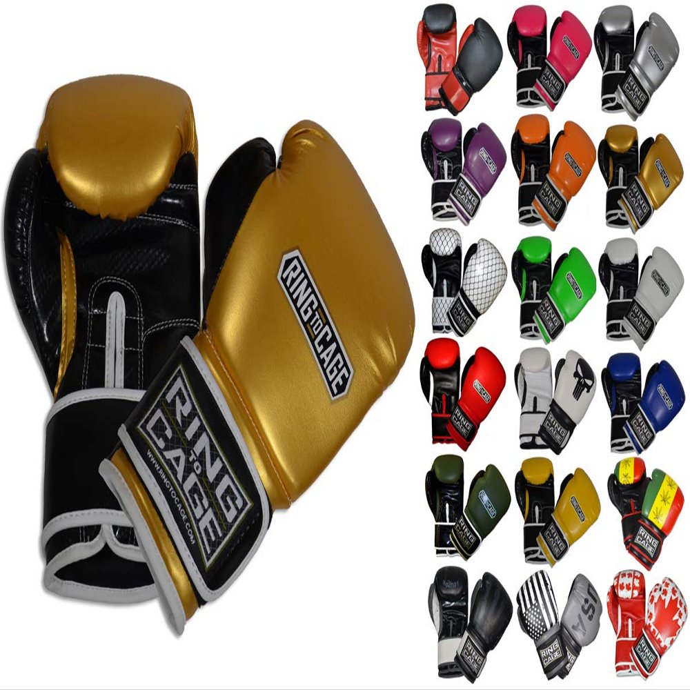 Gym Training Stand-Up Boxing Gloves (Gold/Black, Large-16oz)