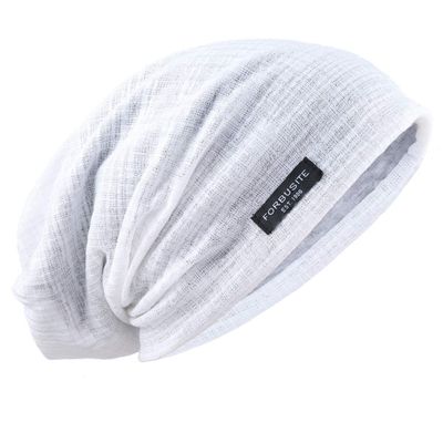 Ruphedy Men's Slouchy Beanie Summer Thin Hollow Long Oversized Skull Cap B301 (B18h-White)