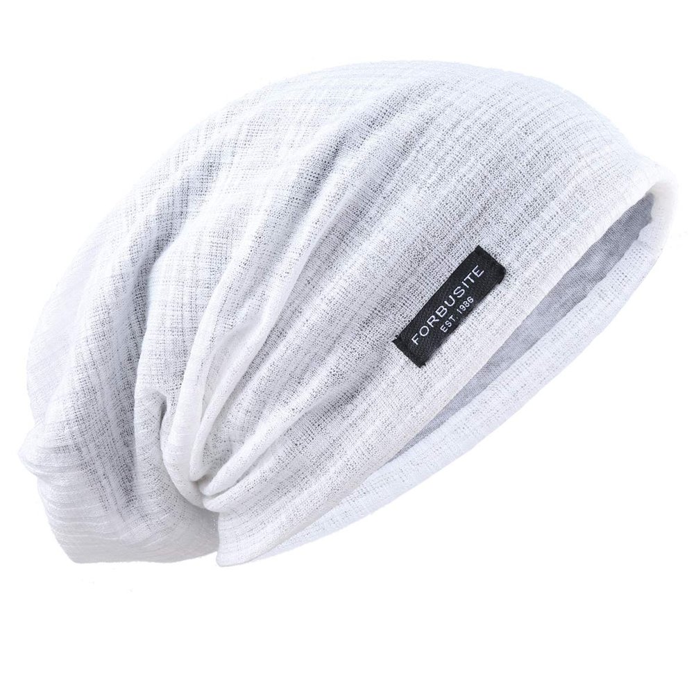 Ruphedy Men's Slouchy Beanie Summer Thin Hollow Long Oversized Skull Cap B301 (B18h-White)