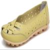Fangsto Women's Cowhide Leather Shoes Loafers Flats Sandals Slip-On Cutout US Size 6 Celery view 1