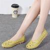 Fangsto Women's Cowhide Leather Shoes Loafers Flats Sandals Slip-On Cutout US Size 6 Celery view 2