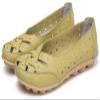 Fangsto Women's Cowhide Leather Shoes Loafers Flats Sandals Slip-On Cutout US Size 6 Celery view 3