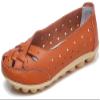 Fangsto Women's Cowhide Leather Shoes Loafers Flats Sandals Slip-On Cutout US Size 7 Orange view 1