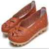 Fangsto Women's Cowhide Leather Shoes Loafers Flats Sandals Slip-On Cutout US Size 7 Orange view 4