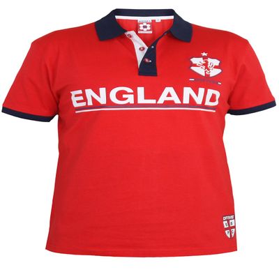 Duke D555 Mens Big Kingsize Short Sleeve England Football World Cup Polo T-Shirt (as1, Alpha, 3X_l, Big, Regular, Red Polo, 3XL)