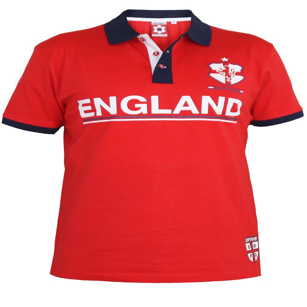 Duke D555 Mens Big Kingsize Short Sleeve England Football World Cup Polo T-Shirt (as1, Alpha, 3X_l, Big, Regular, Red Polo, 3XL)