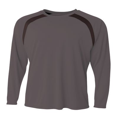A4 Mens Spartan Long Sleeve Color Block Crew, Small, Graphite/Black