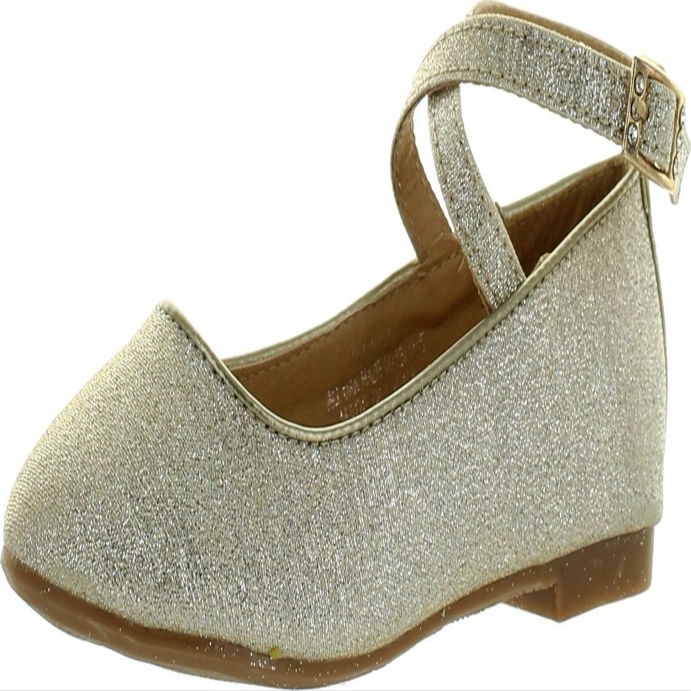 AD Baby Lj-Adorababy Girls Ba0040/41 Dress Flats with Ankle Strap Closure,Champagne,9