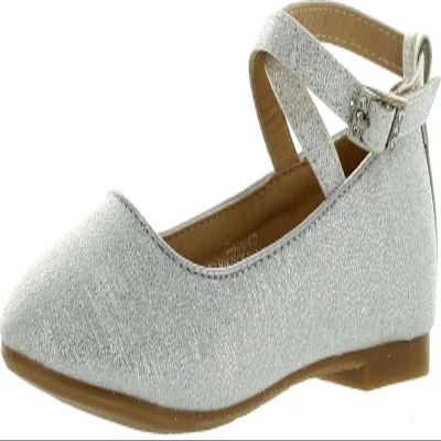 AD Baby Lj-Adorababy Girls Ba0040/41 Dress Flats with Ankle Strap Closure,Silver,8