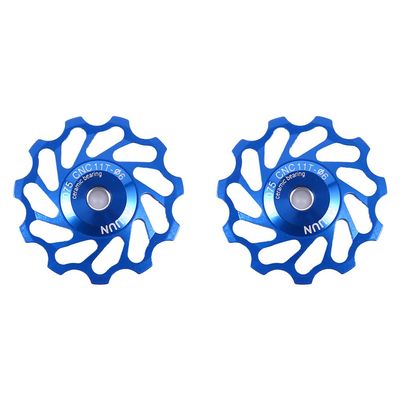 Ceramic Bearing Derailleur Pulley, Smooth Rolling with Low Friction, Rear Wheel for Road Bikes, 2Pcs 11T Blue for Cyclists and Mechanics