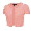 YEMAK Women's Cropped Bolero Cardigan  Short Sleeve Crewneck Basic Classic Casual Button Down Knit Soft Sweater Knitted Top CB0536-PBG-M view 1