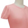 YEMAK Women's Cropped Bolero Cardigan  Short Sleeve Crewneck Basic Classic Casual Button Down Knit Soft Sweater Knitted Top CB0536-PBG-M view 2