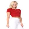 YEMAK Women's Cropped Bolero Cardigan  Short Sleeve Crewneck Basic Classic Casual Button Down Knit Soft Sweater Knitted Top CB0536-PBG-M view 3