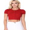 YEMAK Women's Cropped Bolero Cardigan  Short Sleeve Crewneck Basic Classic Casual Button Down Knit Soft Sweater Knitted Top CB0536-PBG-M view 4