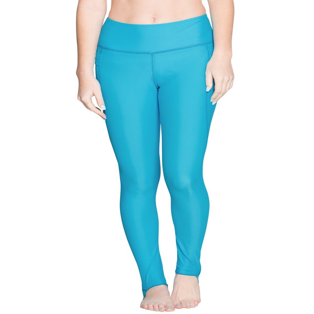 Tuga Women's Snorkel Stirrup Swim Legging, UPF 50+, Made in USA, Teal, XS