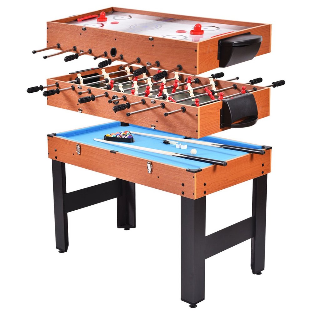 FDInspiration 3-in-1 Kids Multi Game Table Convert Foosball Soccer 48.5" w/Billiards Pool and Glide Hockey