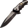 Master USA MU-A069GY Spring Assist Folding Knife, Two-Tone Straight Edge Blade, Grey and Black Handle, 4.5-Inch Closed view 3