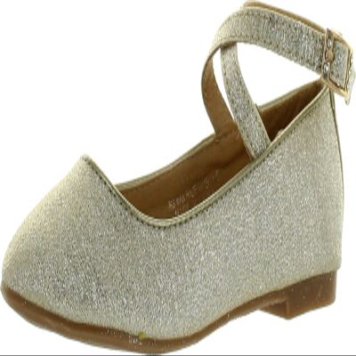AD Baby Lj-Adorababy Girls Ba0040/41 Dress Flats with Ankle Strap Closure,Champagne,2