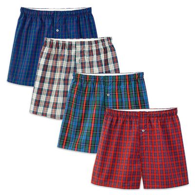 Fruit of the Loom 4-Pack Premium Tartan Boxer Shorts