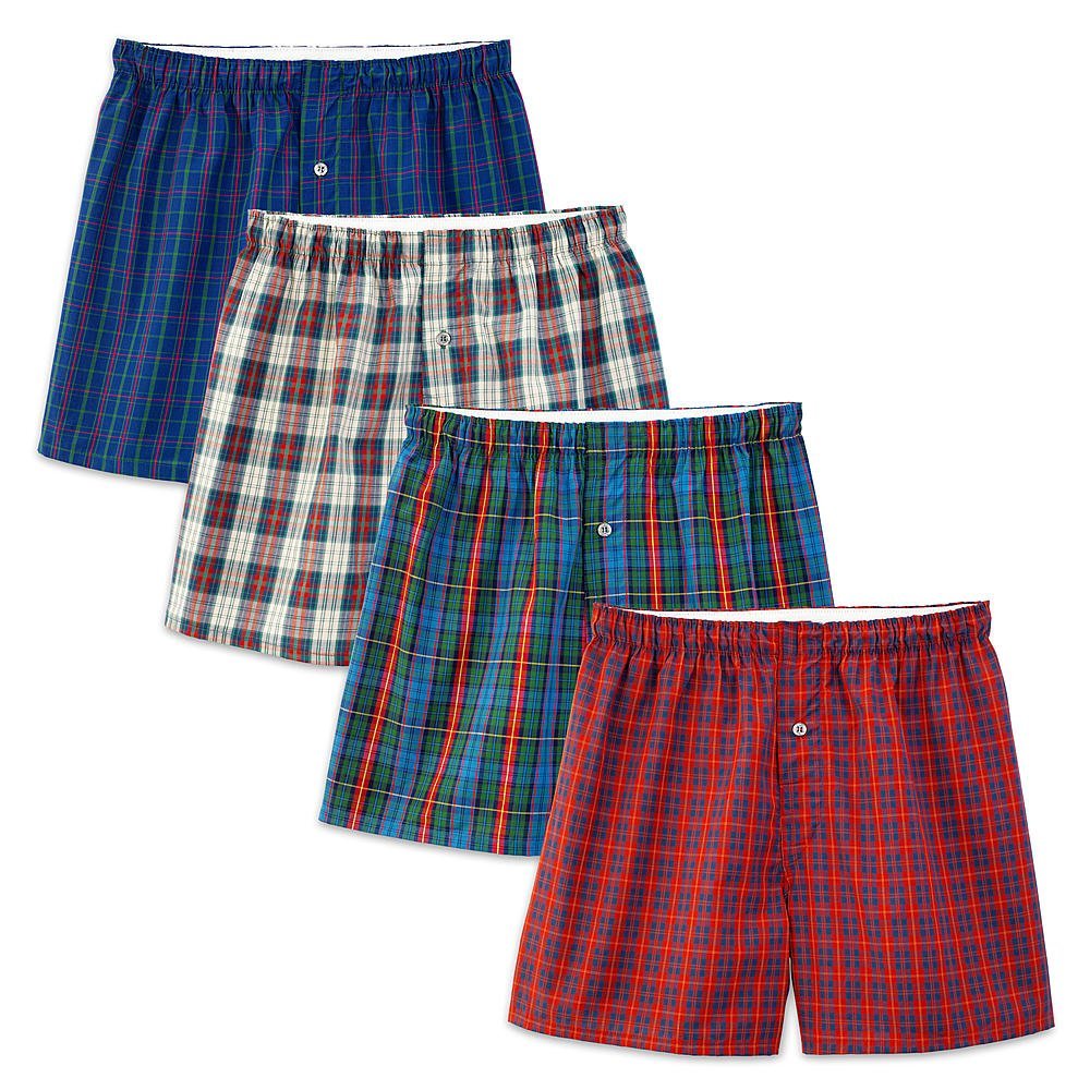 Fruit of the Loom 4-Pack Premium Tartan Boxer Shorts