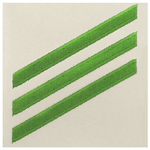 VANGUARD Navy E3 Rating Badge Airman - Green Chevrons ON White POPLIN