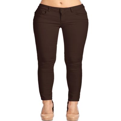 2LUV Women's Stretchy 5 Pocket Skinny Color Uniform 850b Pants Coffee 9