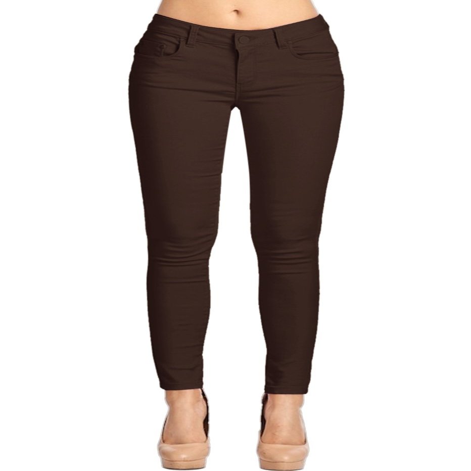 2LUV Women's Stretchy 5 Pocket Skinny Color Uniform 850b Pants Coffee 9