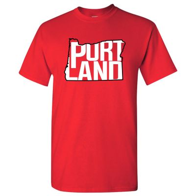 UGP Campus Apparel - Portland Basketball State Outline - Hometown Sports Fan Oregon T Shirt - 2X-Large - Red