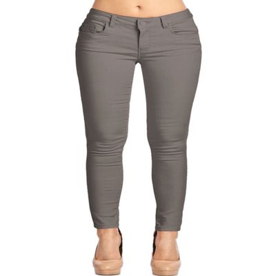 2LUV Women's Stretchy 5 Pocket Skinny Color Uniform Pants Grey 5