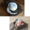 AMOS and SAWYER Knotted Sleeping Hat, Newborn Photography Prop (Newborn, Blue Rain - Round Button) view 2