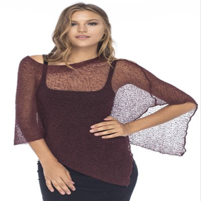 Back From Bali Womens Sheer Poncho Shrug Bolero, Lightweight Summer Shrug Pullover Sweater Brick