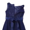 Freebily Girls Sleeveless Lace Sequined Rhinestones Lace A-Line Flower Girl Dress Junior Wedding Bridesmaid Formal Dress Navy Blue 6 view 3