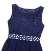 Freebily Girls Sleeveless Lace Sequined Rhinestones Lace A-Line Flower Girl Dress Junior Wedding Bridesmaid Formal Dress Navy Blue 6 view 4